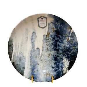 Set of 4 Intesa Blue, White and Gold 9 1/2" Pasta Bowls